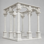 Hand-Carved White Marble Corinthian Gazebo