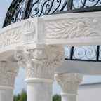 White Marble & Wrought Iron Garden Gazebo