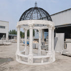 White Marble & Wrought Iron Garden Gazebo