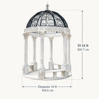 White Marble & Wrought Iron Garden Gazebo
