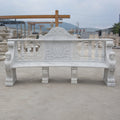 Hand-Carved White Marble Garden Bench