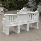 Hand-Carved White Marble Garden Bench