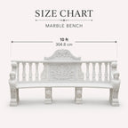 Hand-Carved White Marble Garden Bench