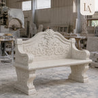 French Classical Marble Garden Bench