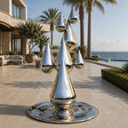 Contemporary Stainless Steel Droplet Sculpture
