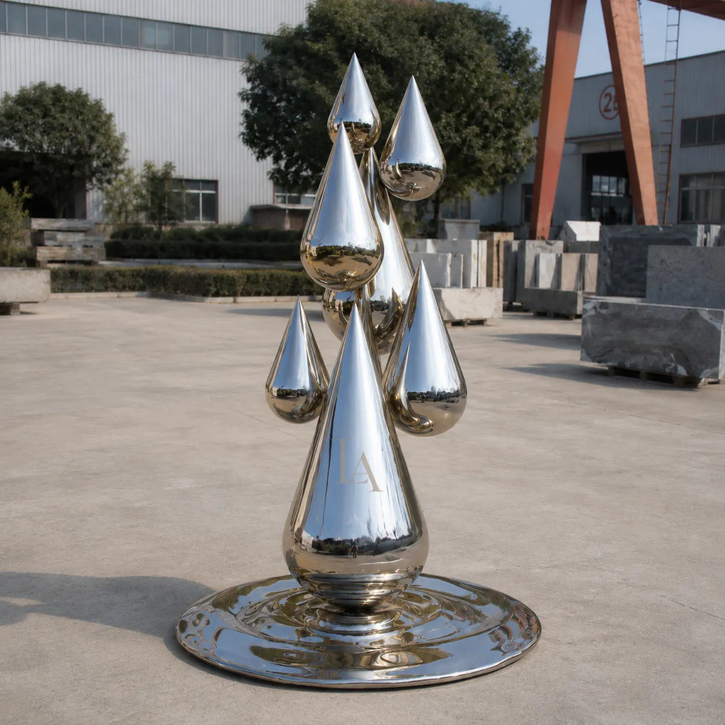 Contemporary Stainless Steel Droplet Sculpture