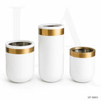 Modern White Stainless Steel Planter Set