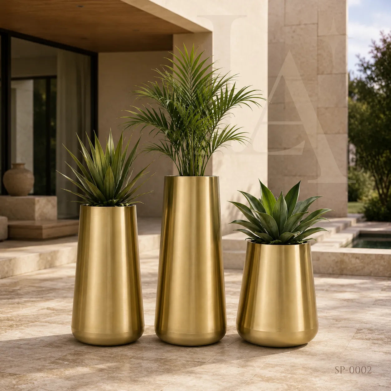 Brushed Gold Stainless Steel Planters for Indoor & Outdoor Spaces