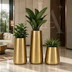 Brushed Gold Stainless Steel Planters for Indoor & Outdoor Spaces