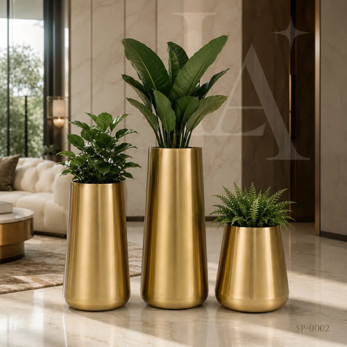 Brushed Gold Stainless Steel Planters for Indoor & Outdoor Spaces