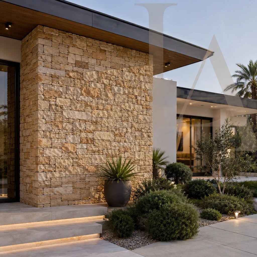 Natural Yellow Stacked Stone Wall Cladding