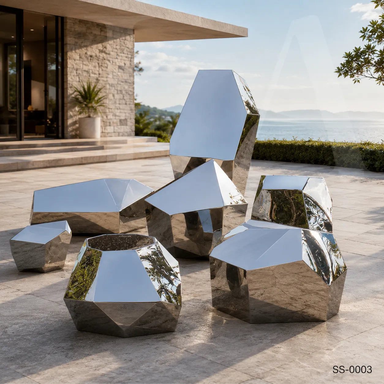 Contemporary Geometric Stainless Steel Sculpture
