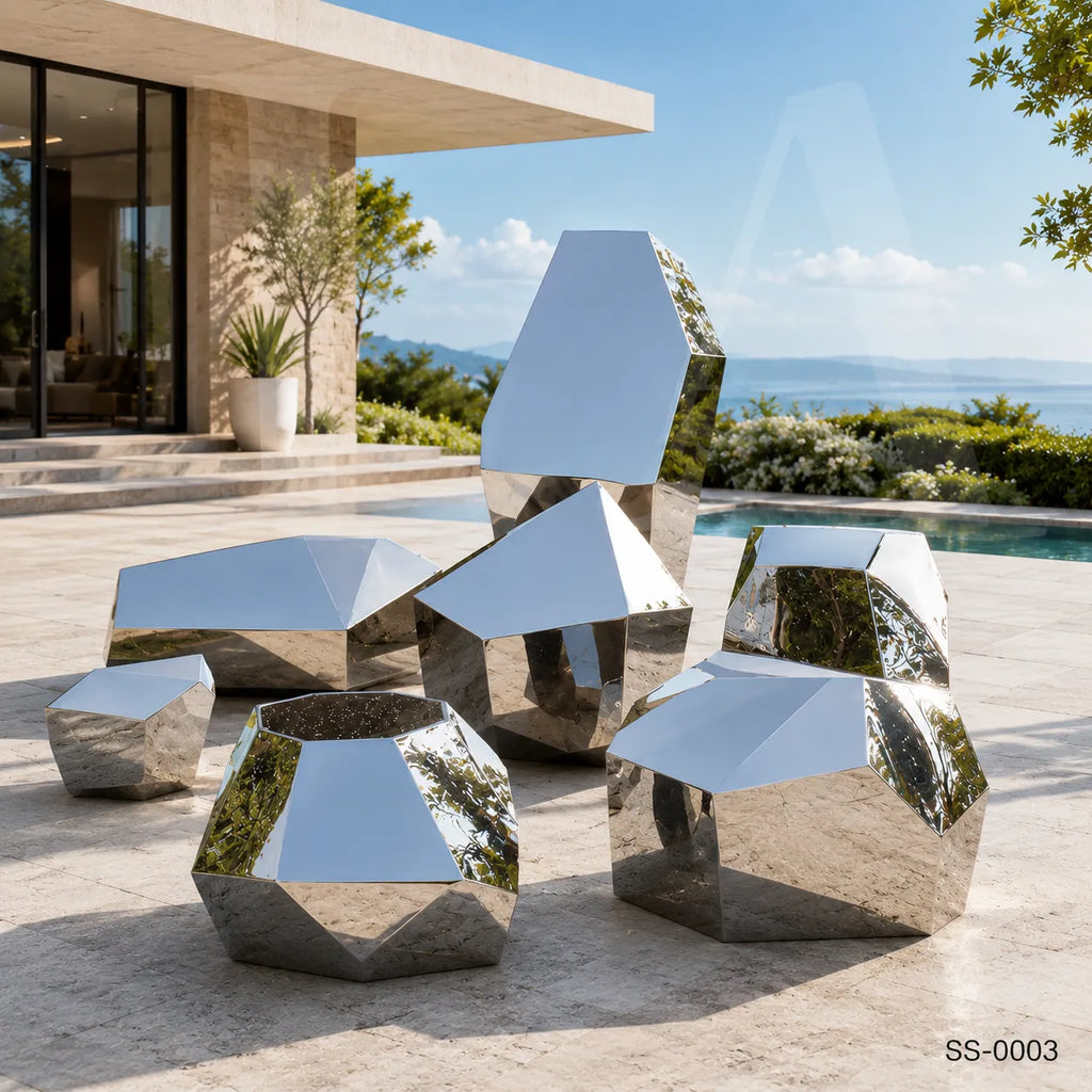 Contemporary Geometric Stainless Steel Sculpture