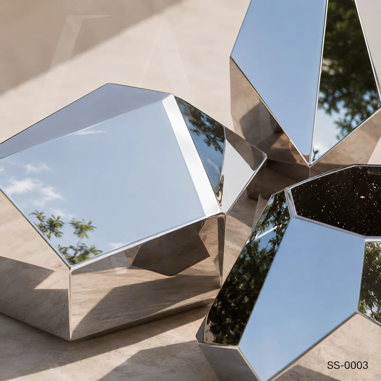 Contemporary Geometric Stainless Steel Sculpture
