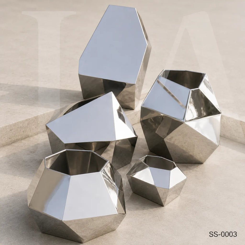 Contemporary Geometric Stainless Steel Sculpture