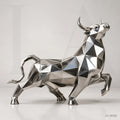 Geometric Stainless Steel Bull Sculpture
