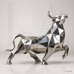 Geometric Stainless Steel Bull Sculpture