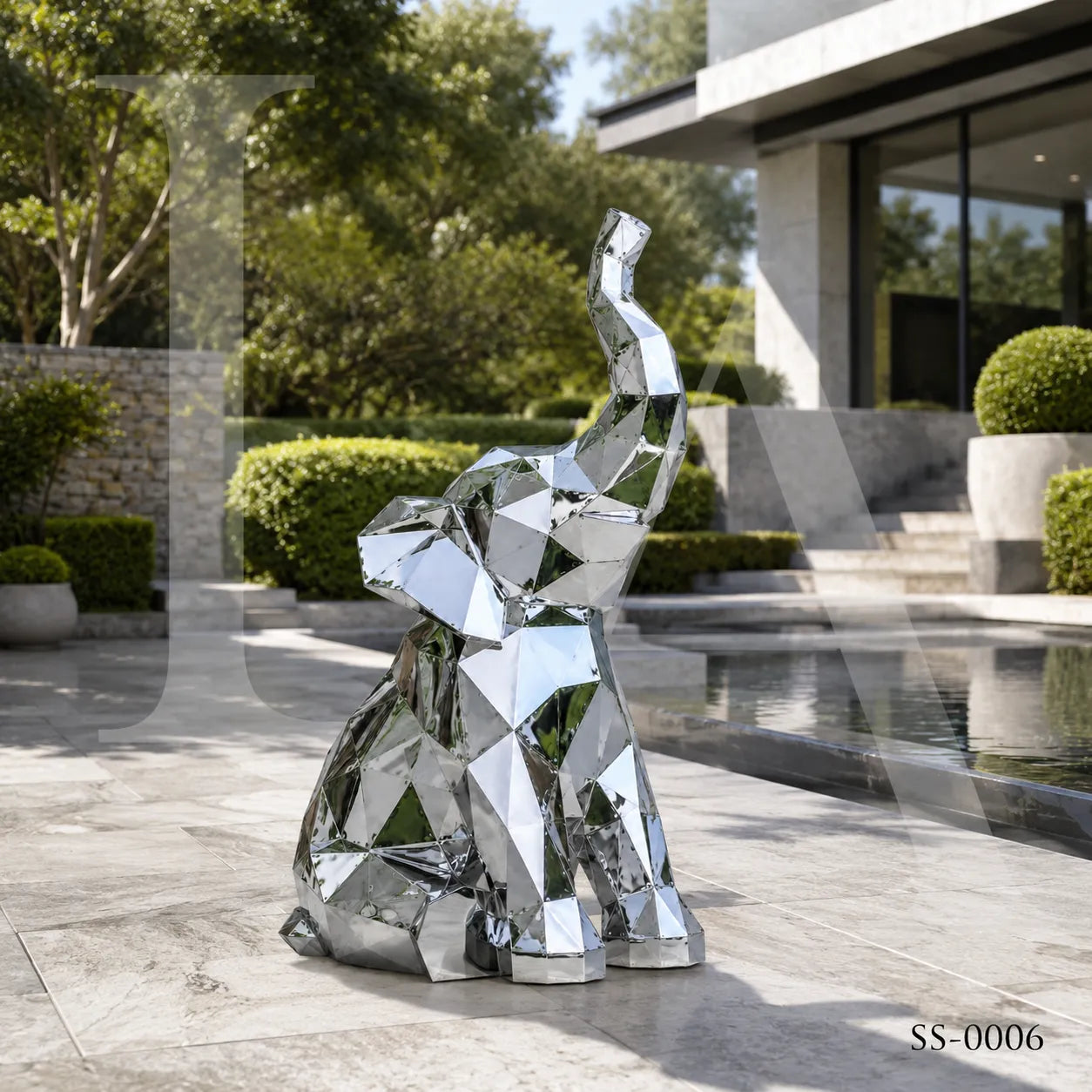 Abstract Stainless Steel Elephant Sculpture