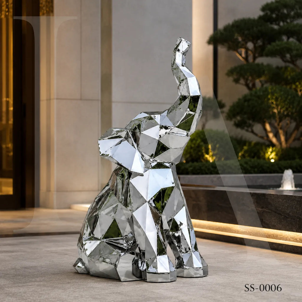 Abstract Stainless Steel Elephant Sculpture