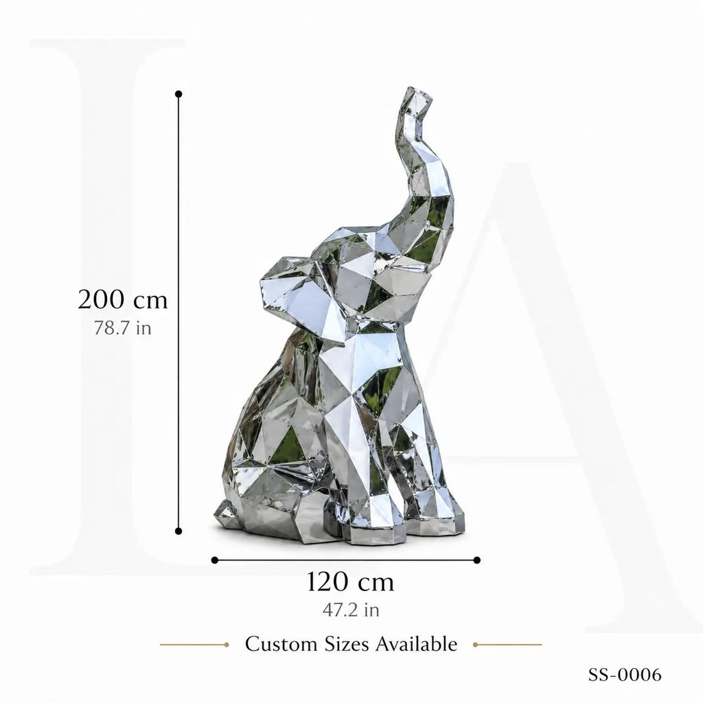 Abstract Stainless Steel Elephant Sculpture