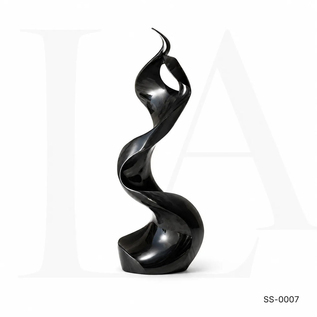 Abstract Black Stainless Steel Ribbon Sculpture