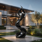 Abstract Black Stainless Steel Ribbon Sculpture