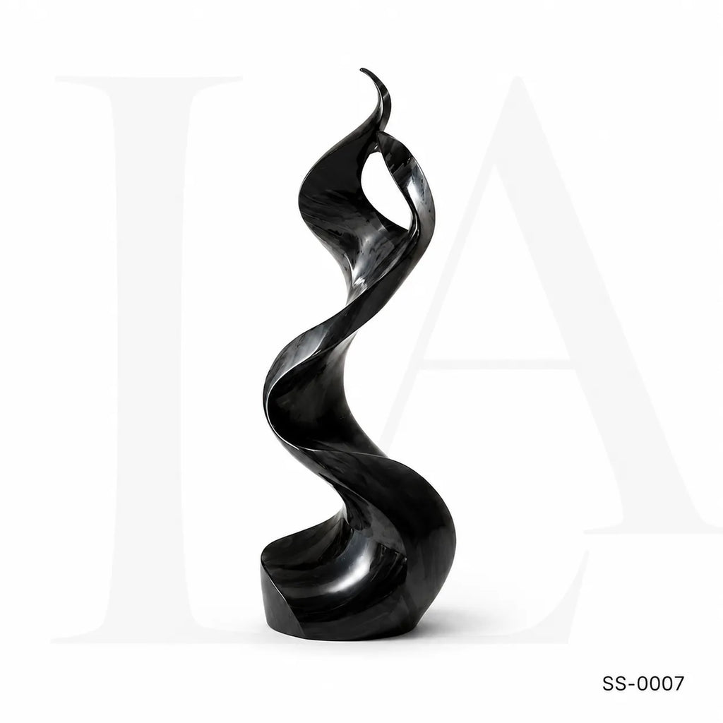 Abstract Black Stainless Steel Ribbon Sculpture