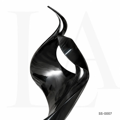 Abstract Black Stainless Steel Ribbon Sculpture