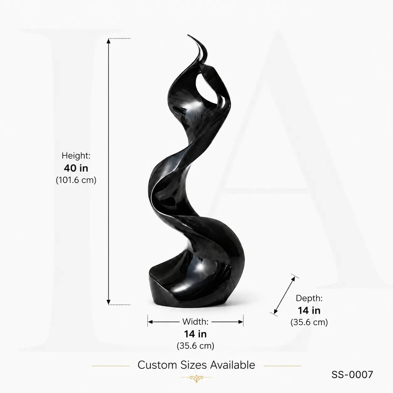 Abstract Black Stainless Steel Ribbon Sculpture
