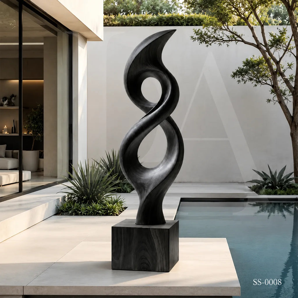 Abstract Black Stainless Steel Infinity Sculpture