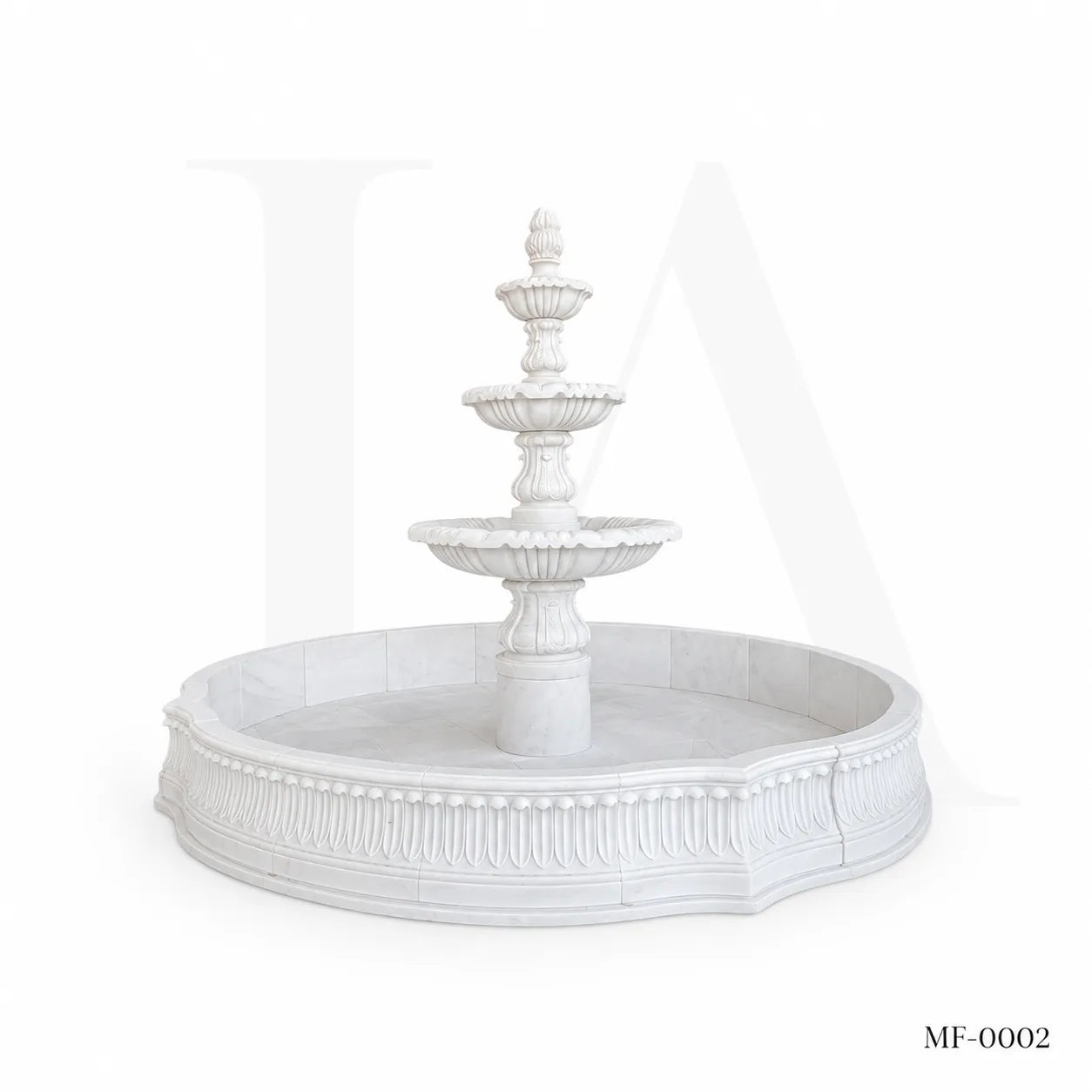 Classical White Marble Tiered Garden Fountain with Basin