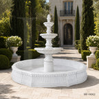 Classical White Marble Tiered Garden Fountain with Basin