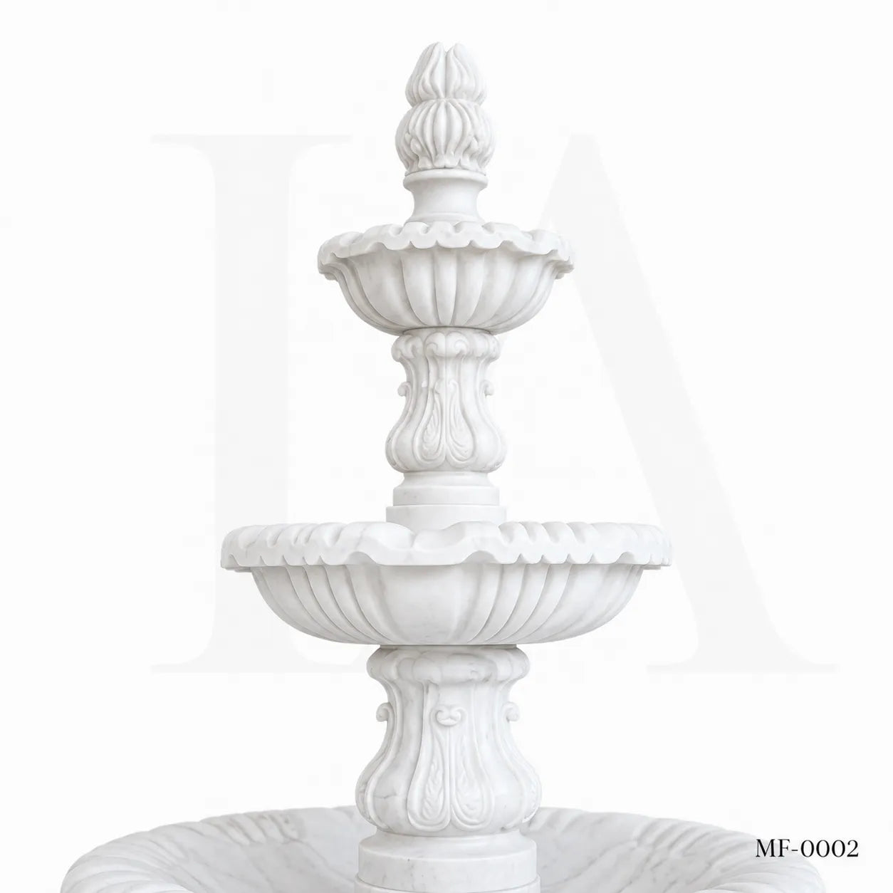 Classical White Marble Tiered Garden Fountain with Basin