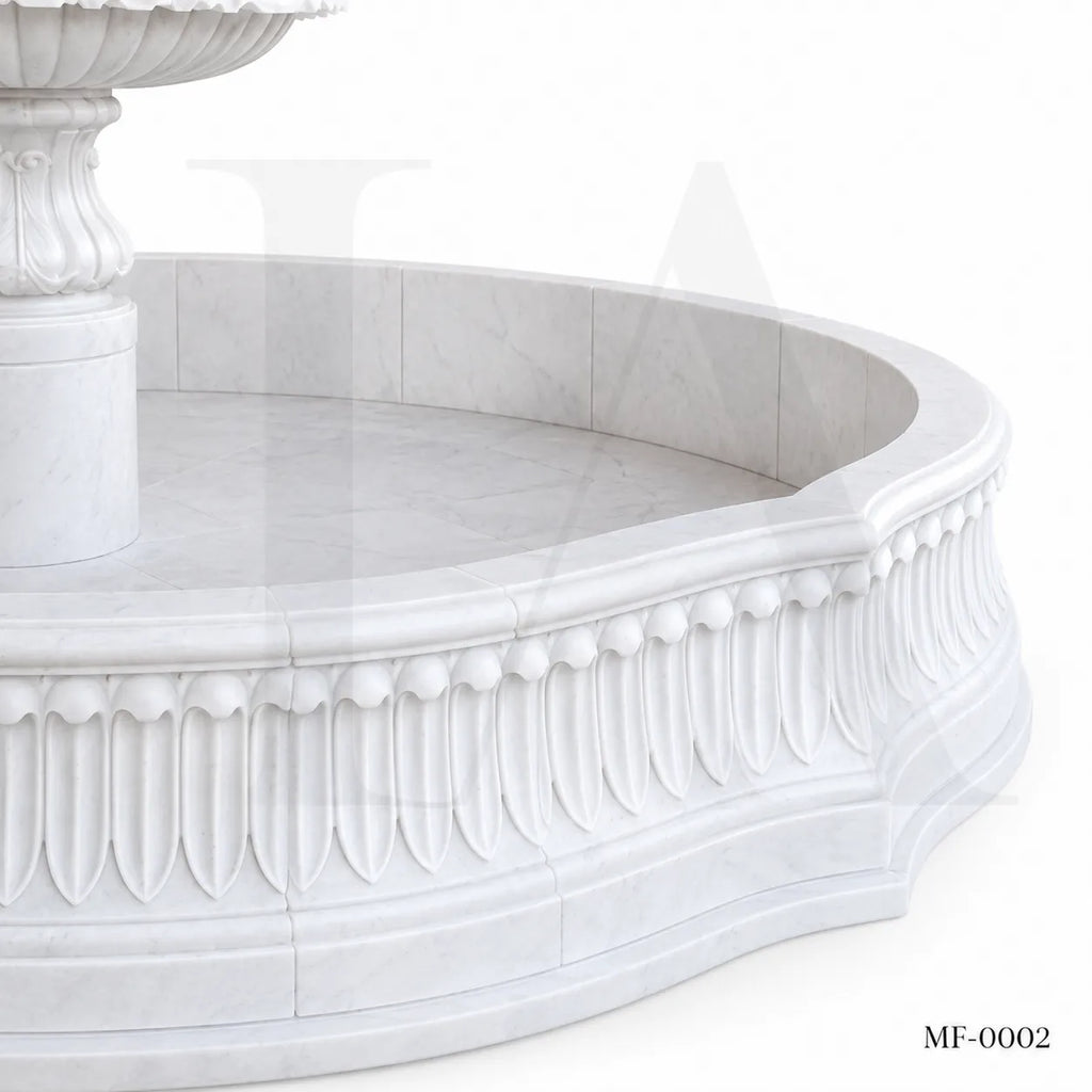 Classical White Marble Tiered Garden Fountain with Basin