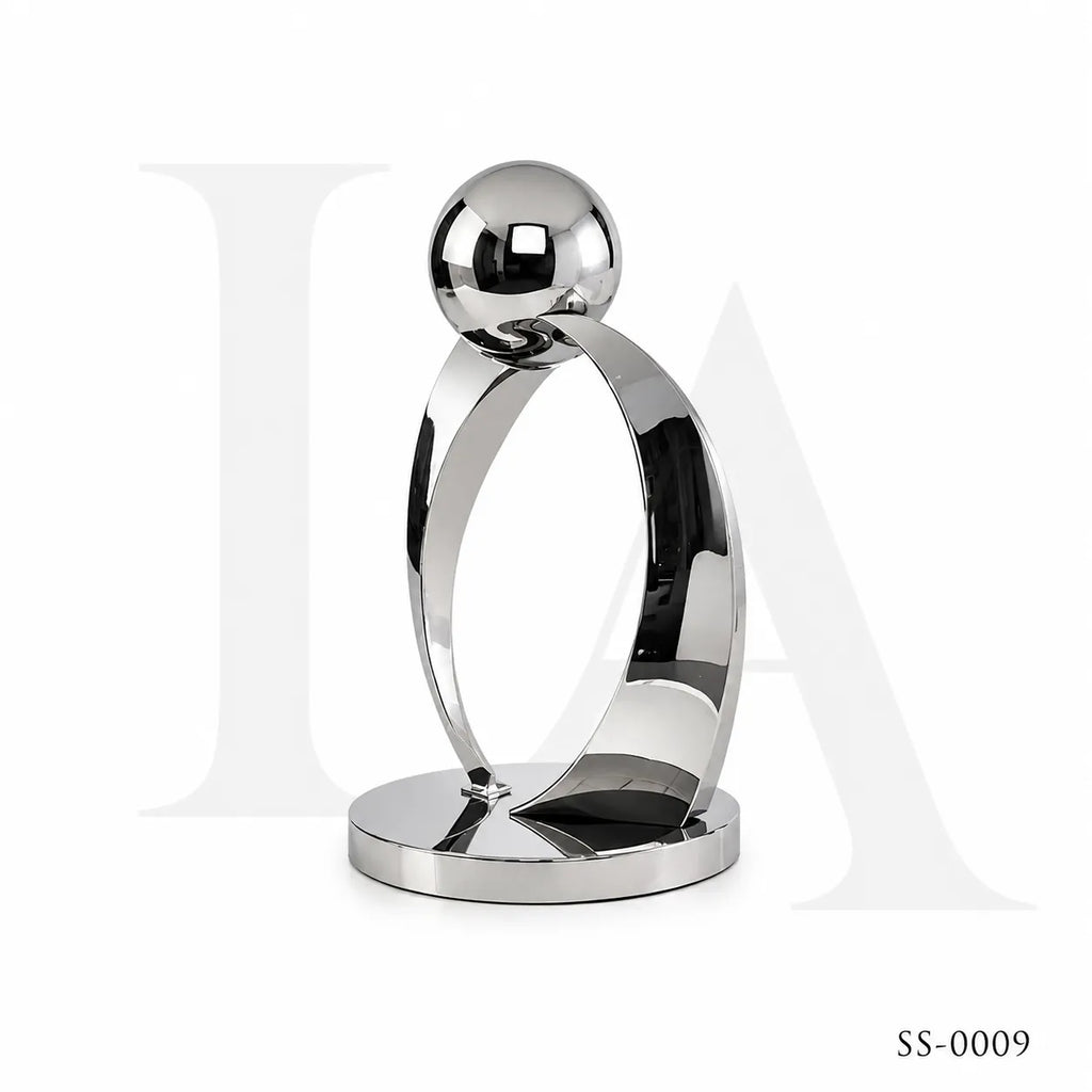 Modern Mirror Polished Stainless Steel Abstract Sculpture