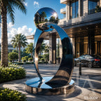 Modern Mirror Polished Stainless Steel Abstract Sculpture