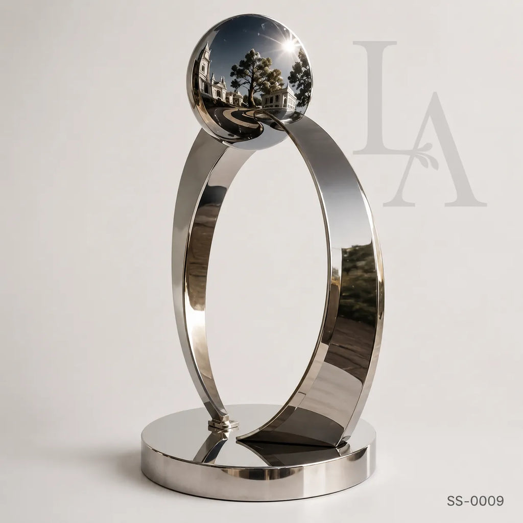 Modern Mirror Polished Stainless Steel Abstract Sculpture