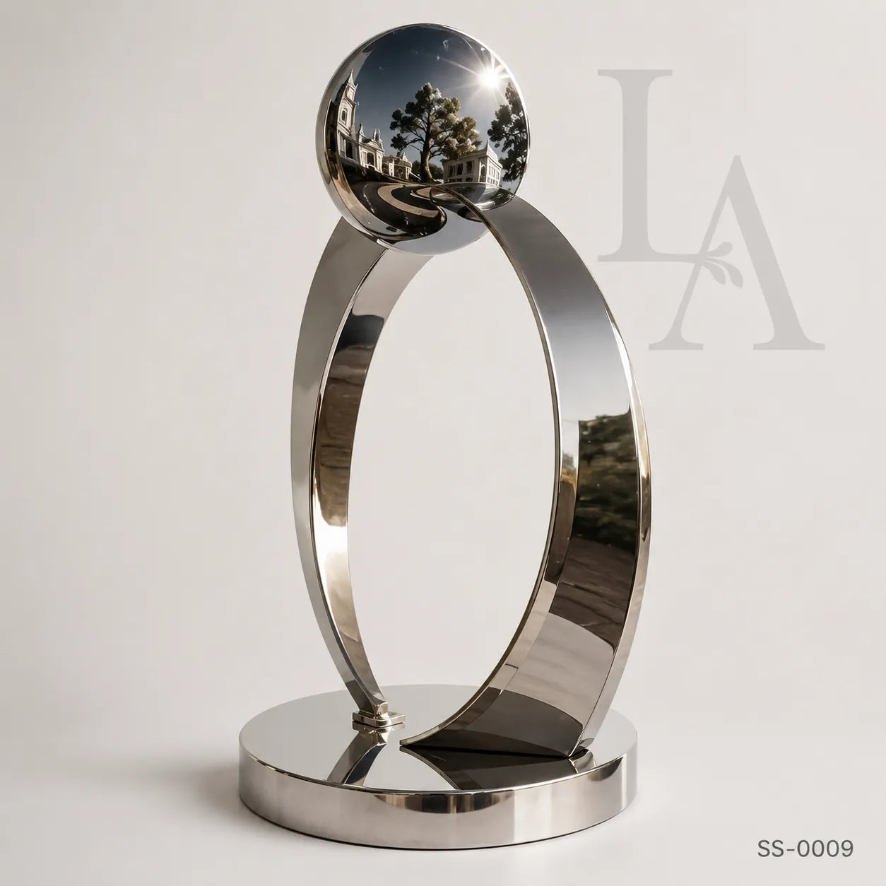 Modern Mirror Polished Stainless Steel Abstract Sculpture