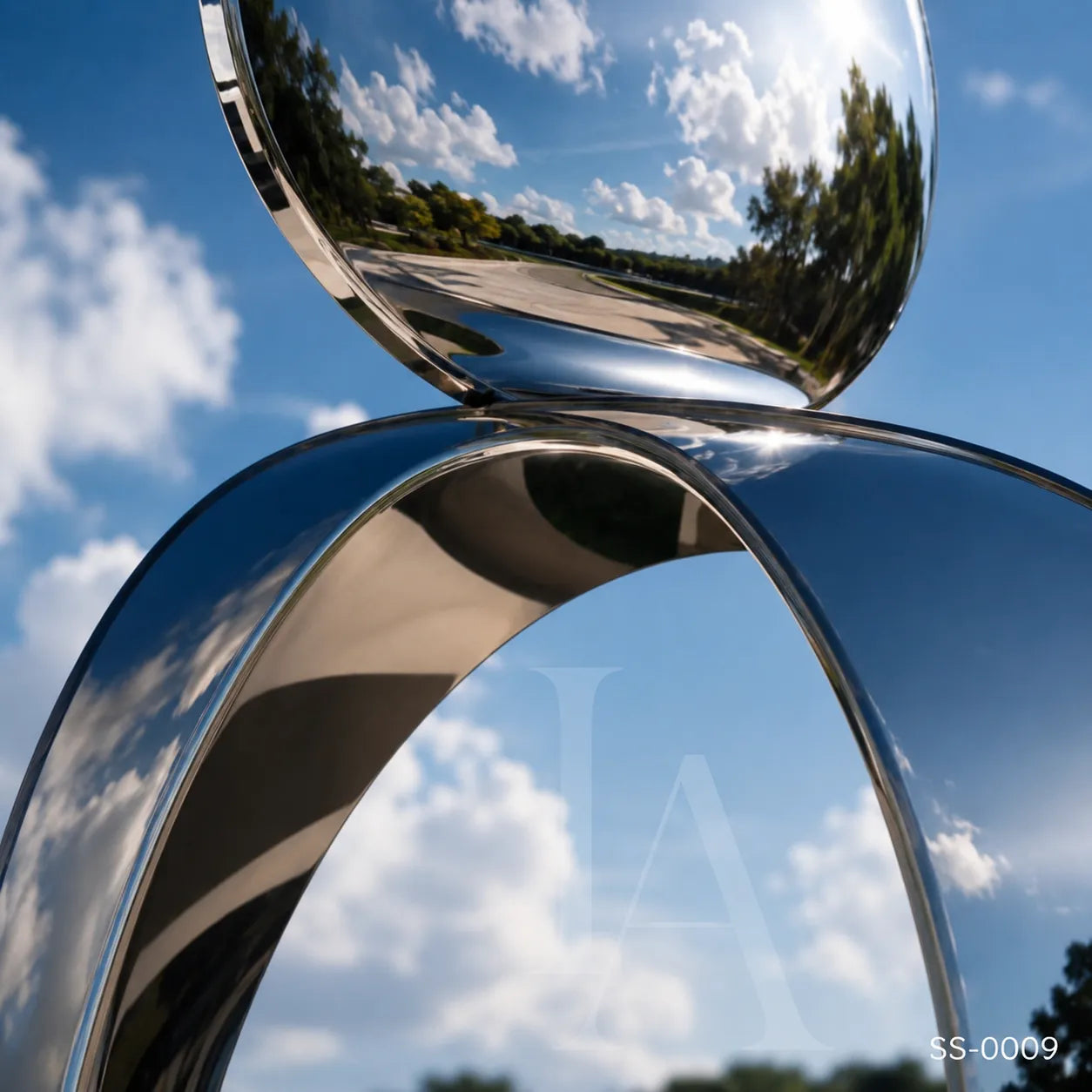 Modern Mirror Polished Stainless Steel Abstract Sculpture