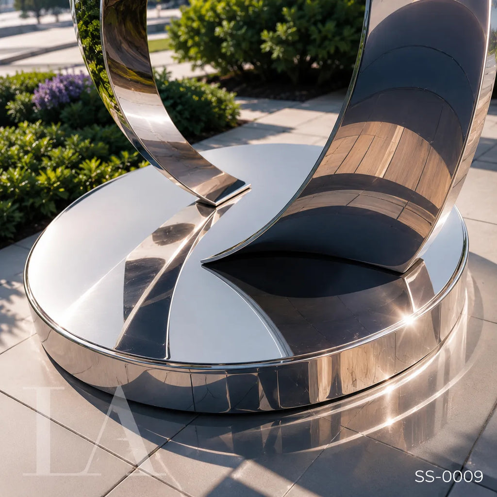 Modern Mirror Polished Stainless Steel Abstract Sculpture