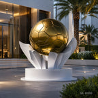 Monumental Stainless Steel Football Sculpture