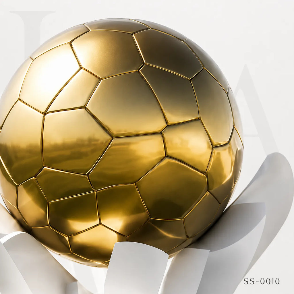 Monumental Stainless Steel Football Sculpture