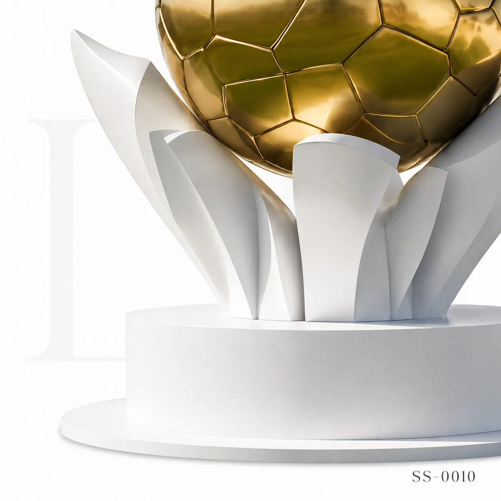 Monumental Stainless Steel Football Sculpture