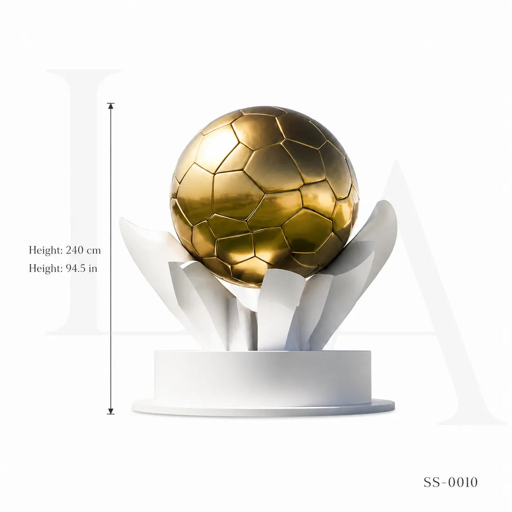Monumental Stainless Steel Football Sculpture