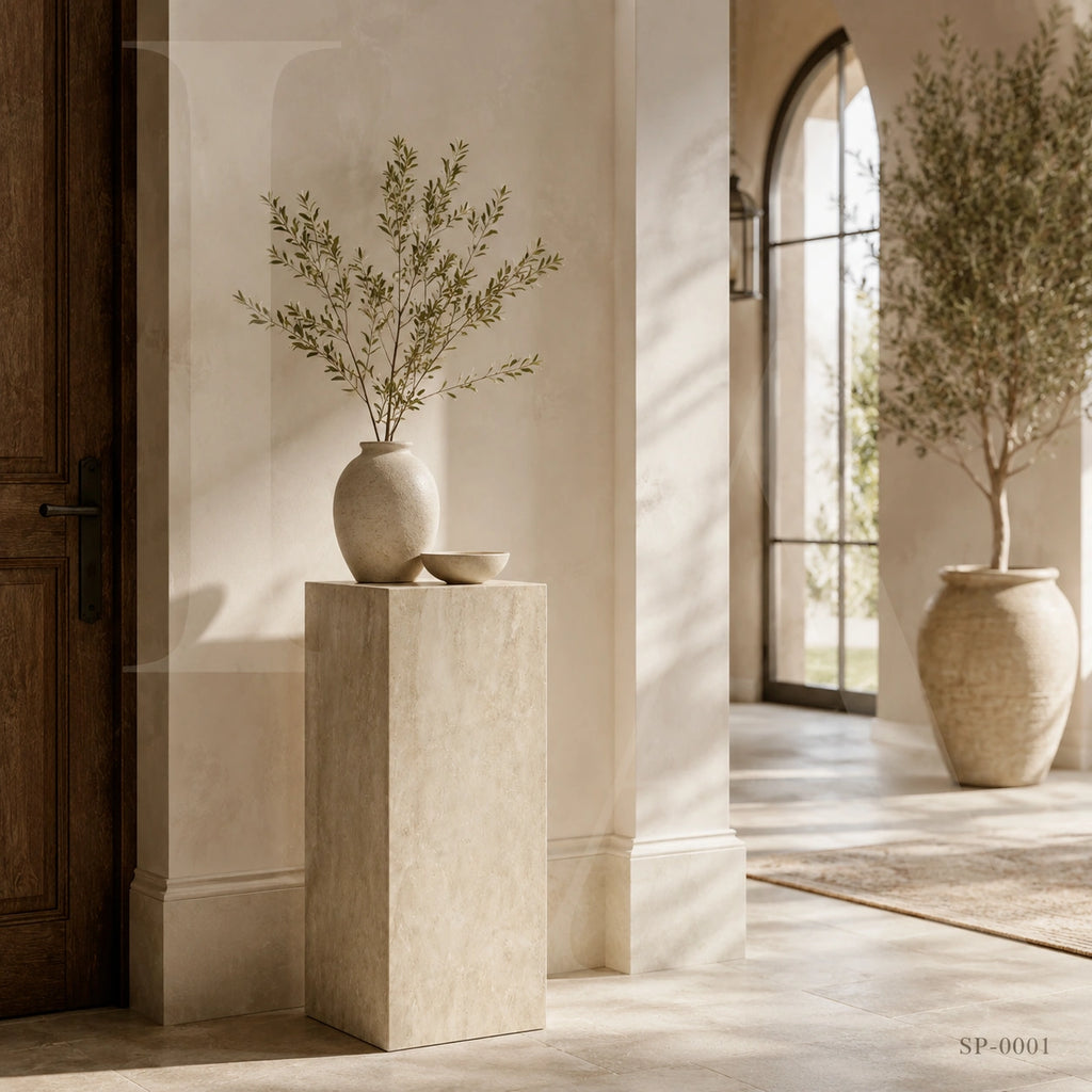 Minimalist Natural Stone Pedestal Side Table