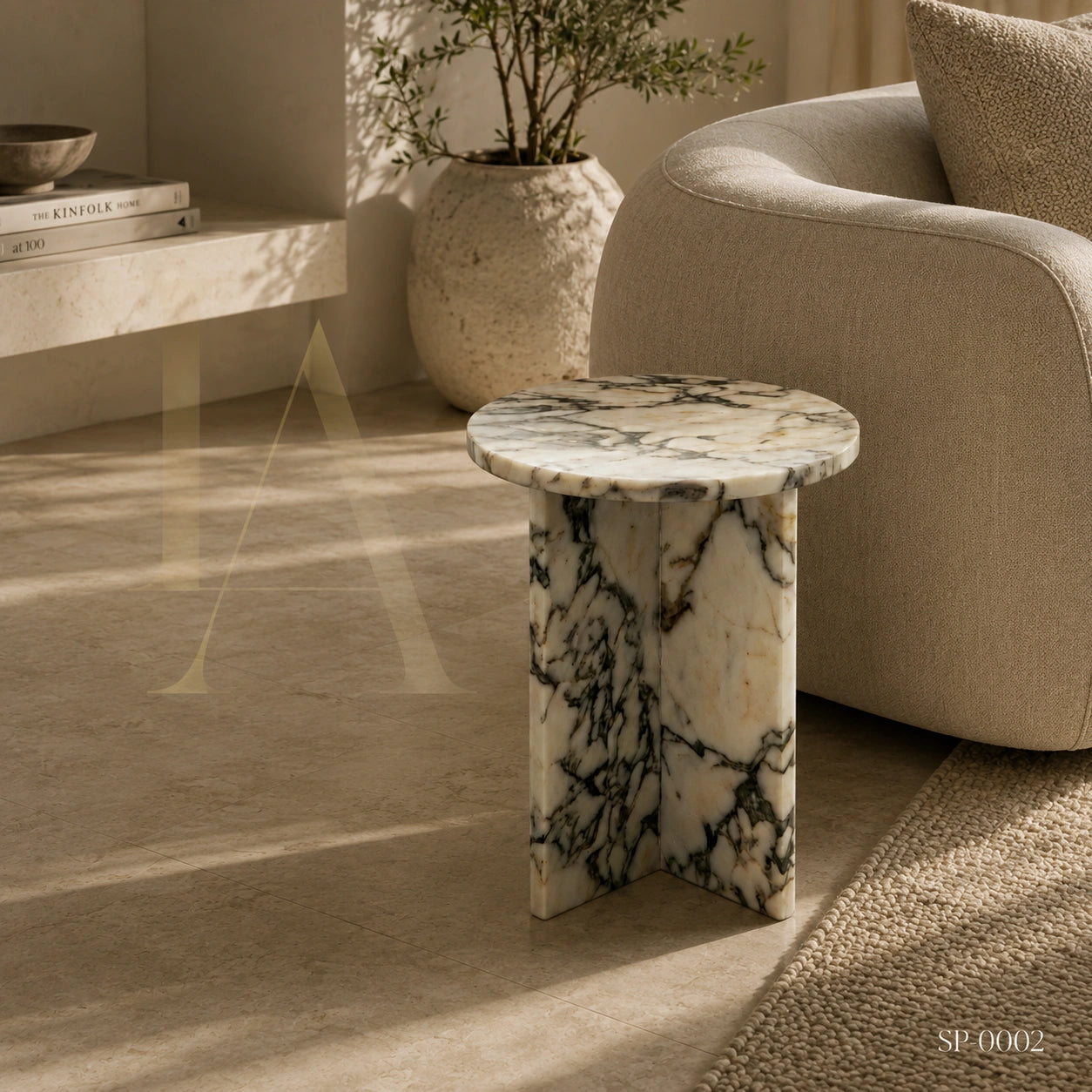 Modern Round Natural Marble Side Table
