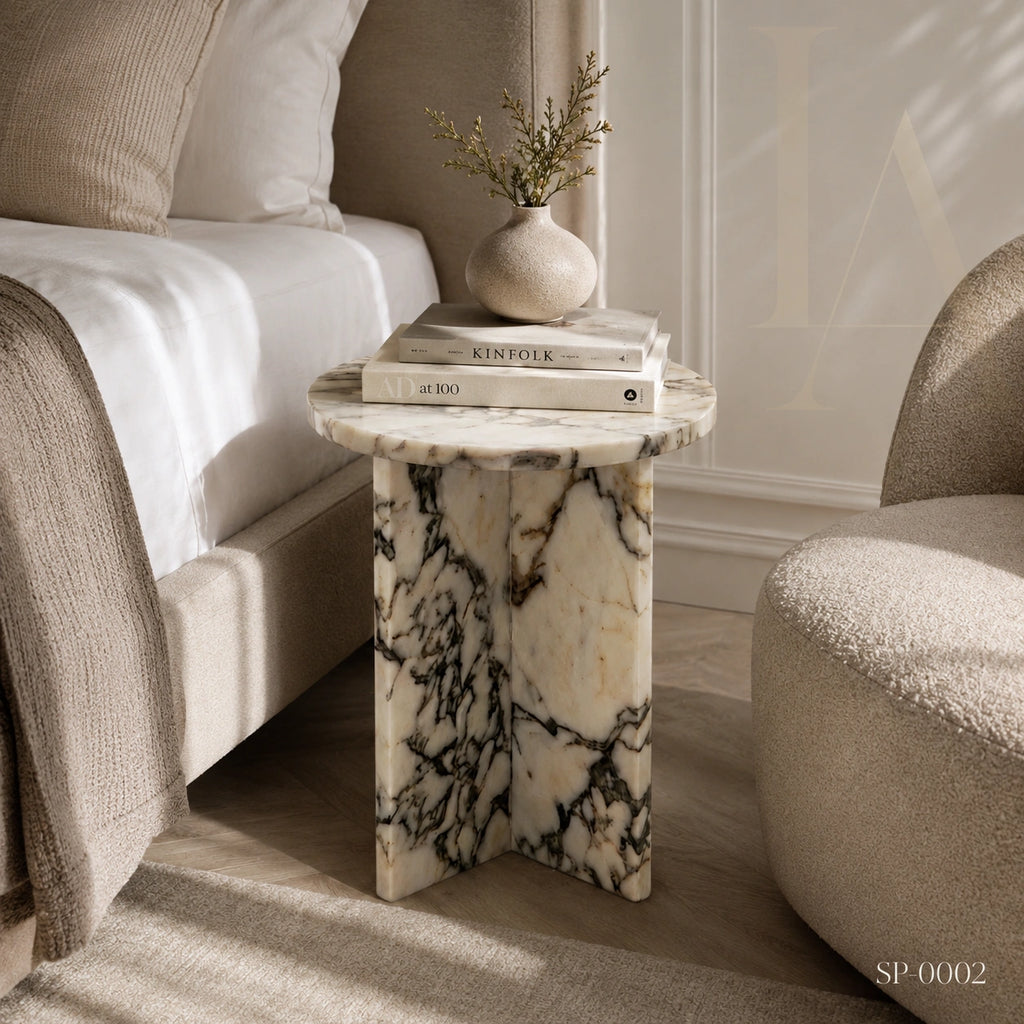 Modern Round Natural Marble Side Table
