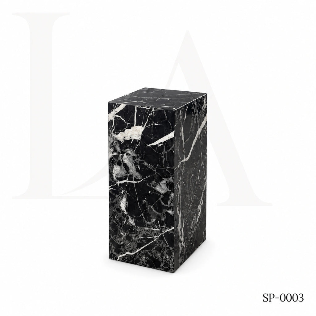 Modern Black Marble Marquina Rectangular Side Table