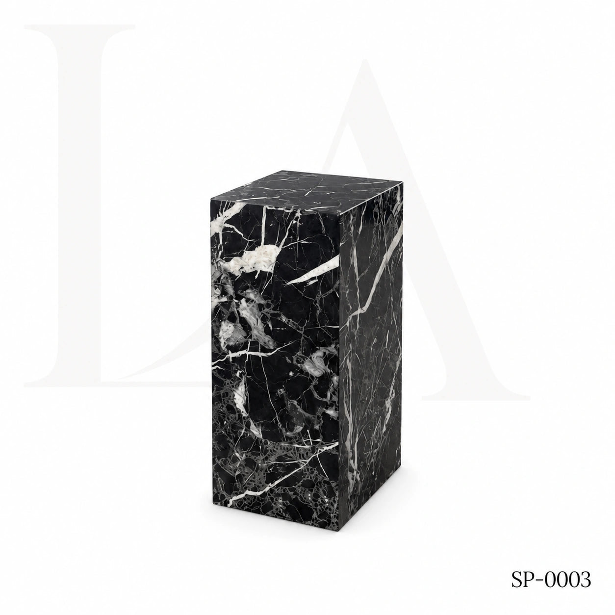 Modern Black Marble Marquina Rectangular Side Table