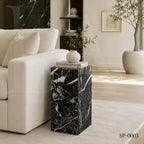 Modern Black Marble Marquina Rectangular Side Table